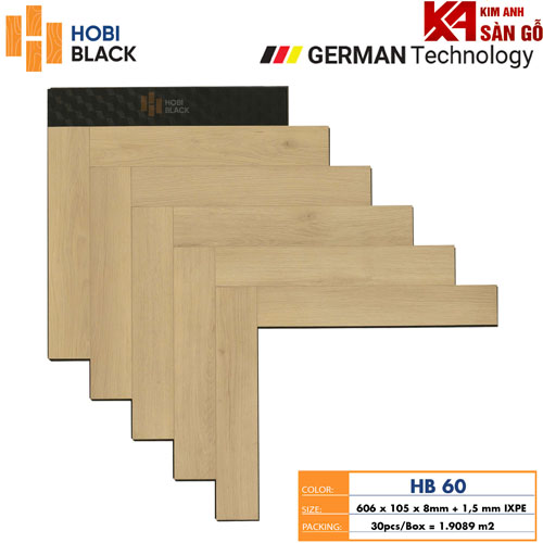 Sàn Gỗ Xương Cá Hobi 8mm+1,5 IXPE HB60